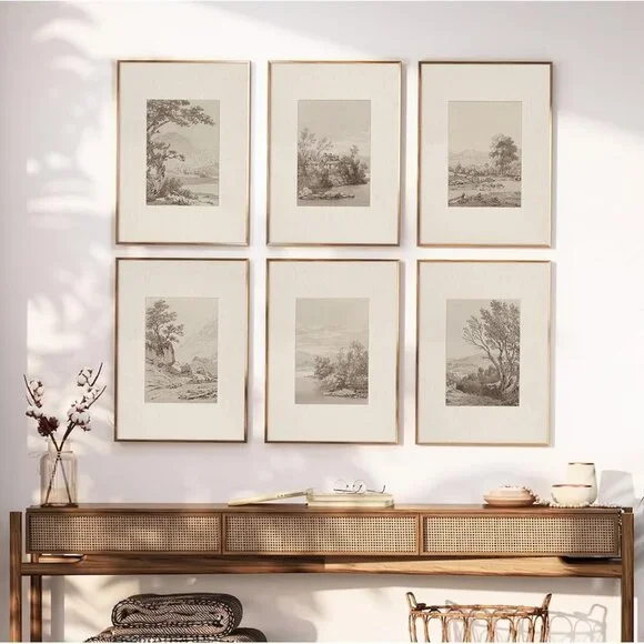 Neutral Wall Art Decor Set of 6 Vintage Canvas Wall Art Rustic Farmhouse Wall Ar - Picture 5 of 7